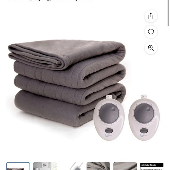 Mainstays Soft Fleece Electric Heated Blanket, Gray, Queen, 84"
× 90", 2 control - Picture 5 of 15